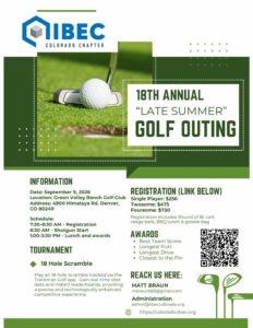 2026 Golf Outing 2026 IIBEC Colorado Chapter Late Summer Golf Outing flyer.