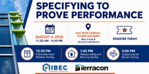 Banner for IIBEC Colorado Chapter's "Specifying to Prove Performance" event.