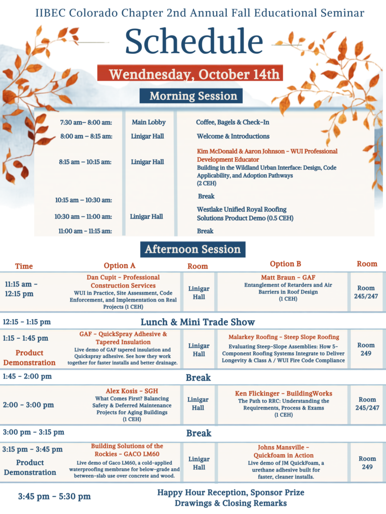 Fall Educational Full Seminar Agenda 1012