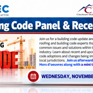IIBEC Colorado Chapter and CRA's Fall Building Code Panel & Reception Banner.